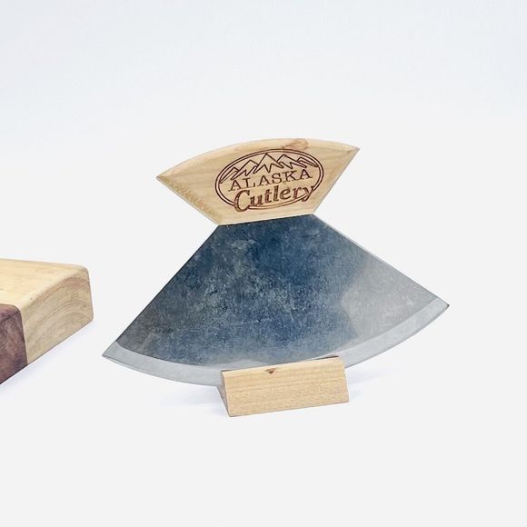 3-Piece Set Alaska Cutlery 5” Knife, Stand, 6.5Chopping Board / Bowl. Wood ULU - Picture 2 of 5